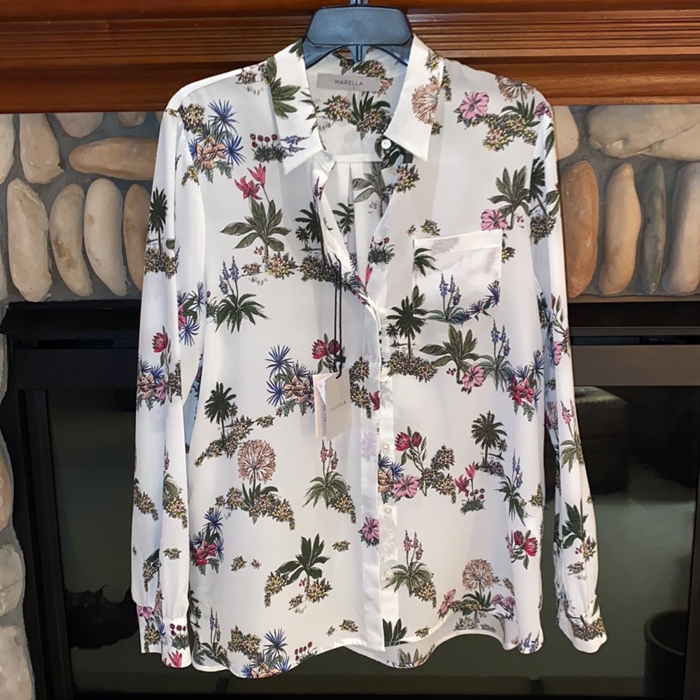 Marella 100% Silk Blouse Long Sleeve Size 12